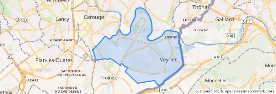 Mapa de ubicacion de Veyrier.