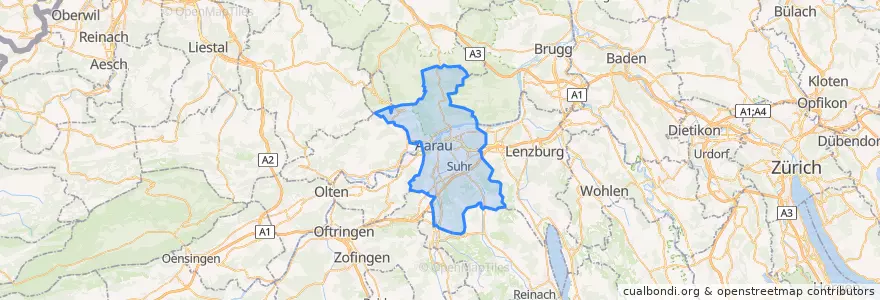 Mapa de ubicacion de Bezirk Aarau.