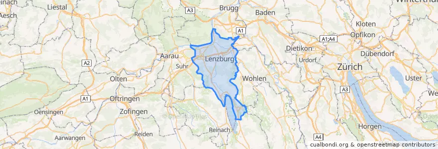 Mapa de ubicacion de Bezirk Lenzburg.