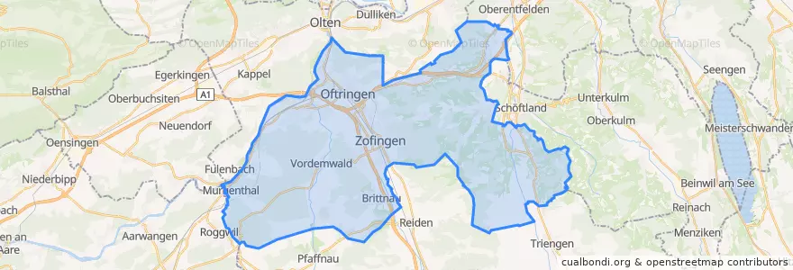 Mapa de ubicacion de Bezirk Zofingen.