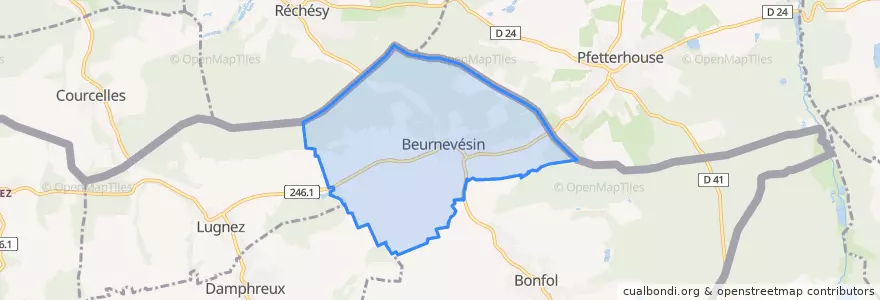 Mapa de ubicacion de Beurnevésin.