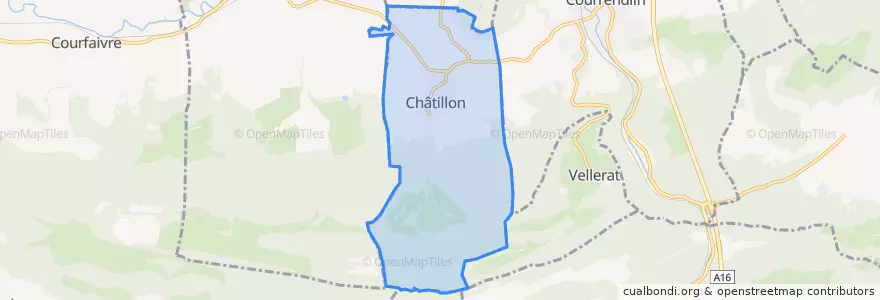 Mapa de ubicacion de Châtillon (JU).