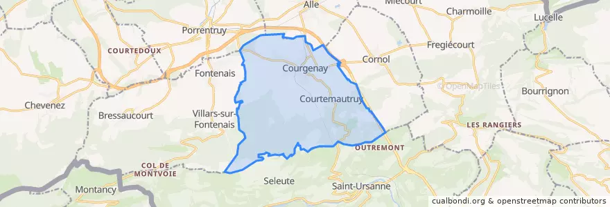 Mapa de ubicacion de Courgenay.