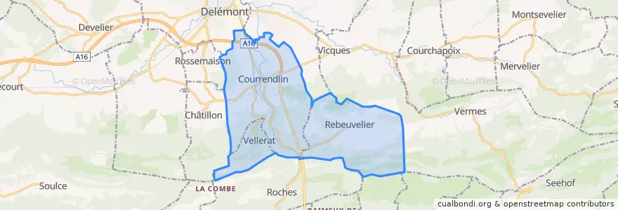 Mapa de ubicacion de Courrendlin.
