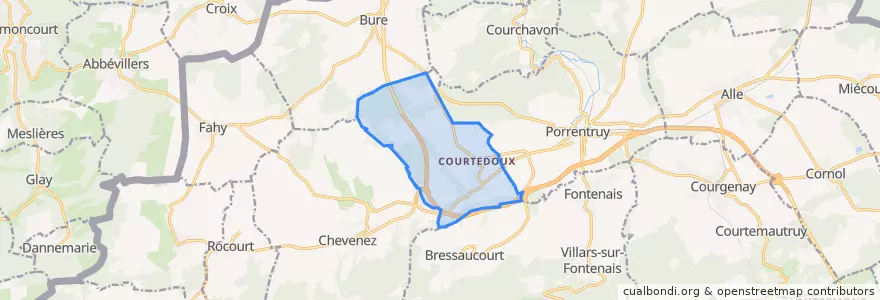 Mapa de ubicacion de Courtedoux.