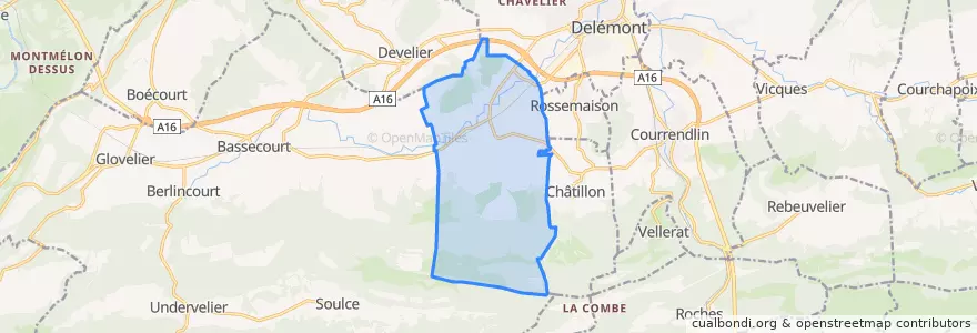 Mapa de ubicacion de Courtételle.