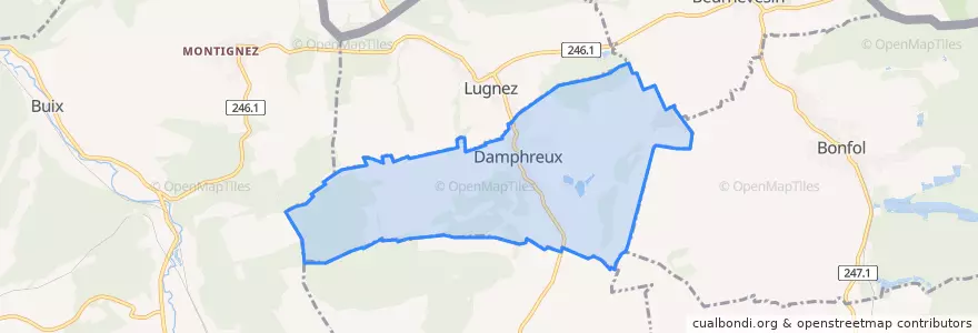 Mapa de ubicacion de Damphreux.