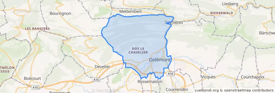 Mapa de ubicacion de Delémont.