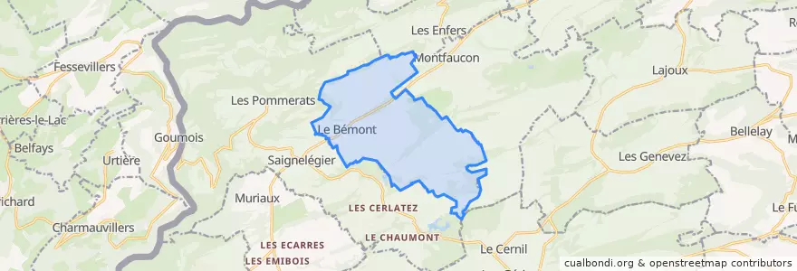 Mapa de ubicacion de Le Bémont (JU).