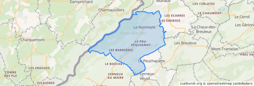 Mapa de ubicacion de Le Noirmont.
