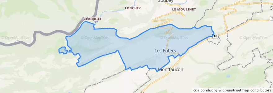 Mapa de ubicacion de Les Enfers.