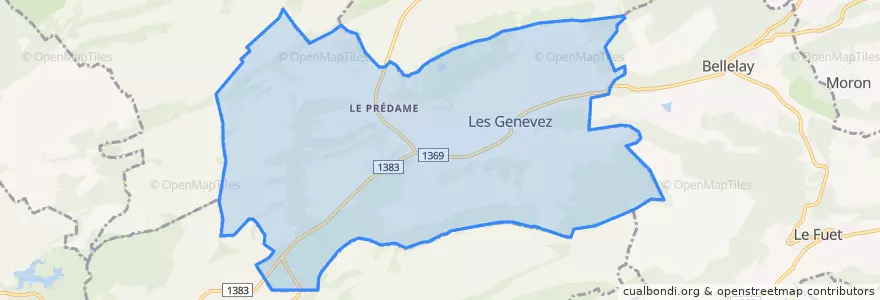 Mapa de ubicacion de Les Genevez (JU).