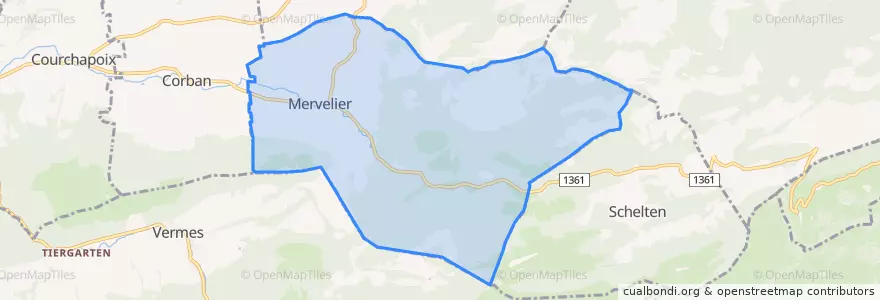 Mapa de ubicacion de Mervelier.