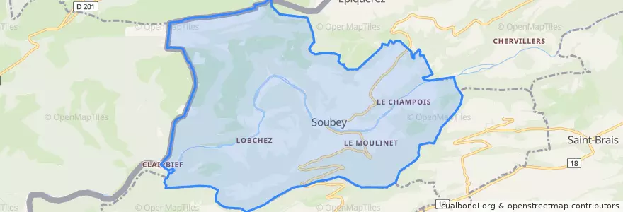 Mapa de ubicacion de Soubey.
