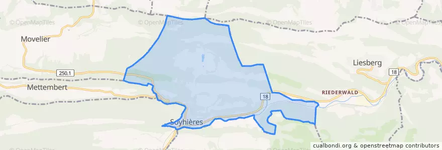 Mapa de ubicacion de Soyhières.