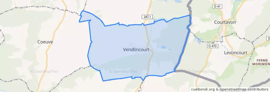 Mapa de ubicacion de Vendlincourt.