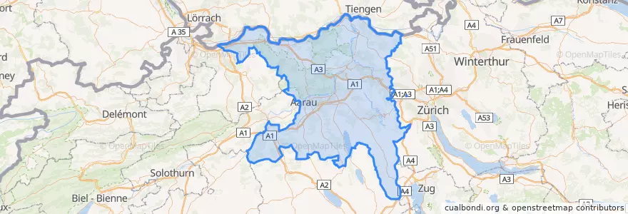 Mapa de ubicacion de Aargau.