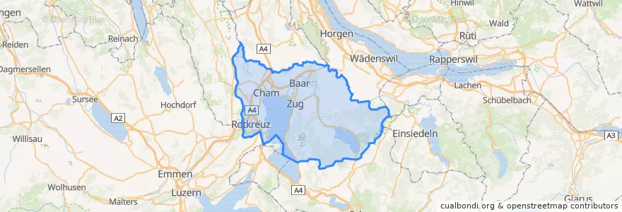 Mapa de ubicacion de Zug.