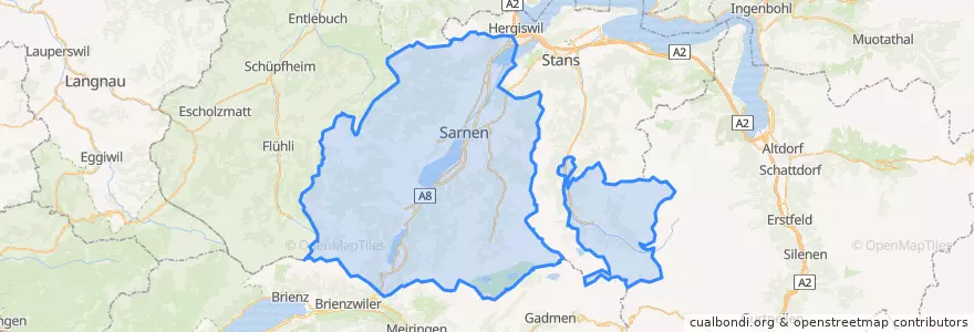 Mapa de ubicacion de Obwalden.