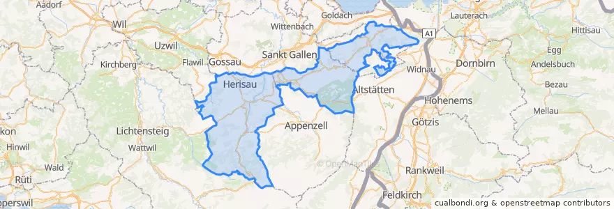 Mapa de ubicacion de Appenzell Ausserrhoden.