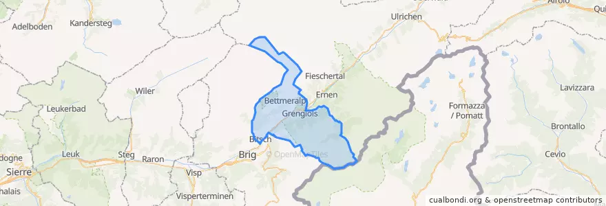 Mapa de ubicacion de Östlich Raron.