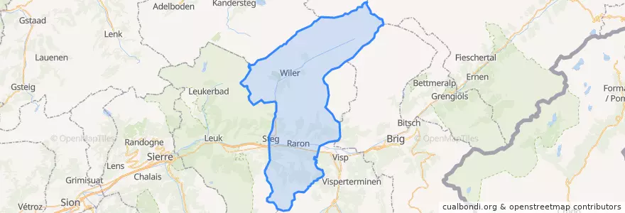 Mapa de ubicacion de Westlich Raron.