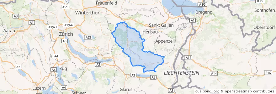 Mapa de ubicacion de Wahlkreis Toggenburg.
