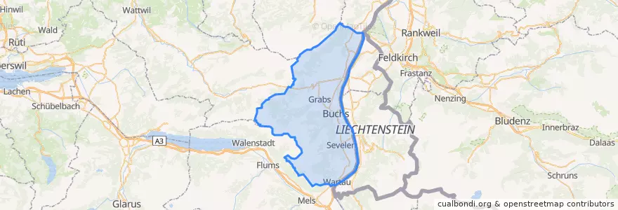 Mapa de ubicacion de Wahlkreis Werdenberg.