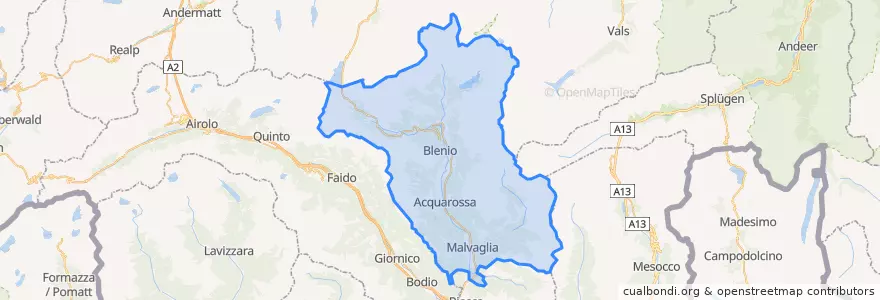 Mapa de ubicacion de Distretto di Blenio.
