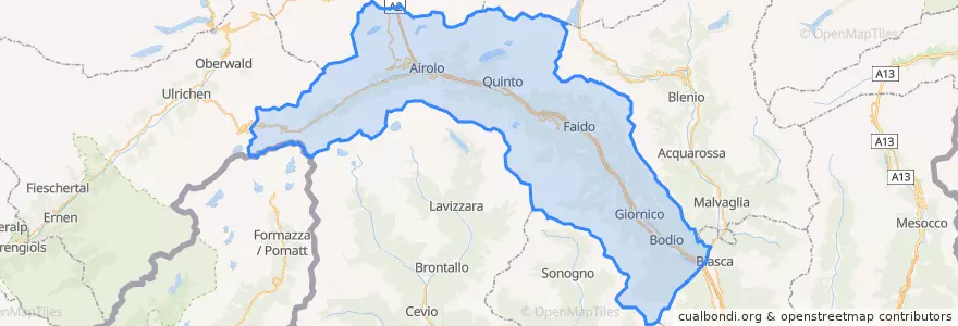 Mapa de ubicacion de Distretto di Leventina.