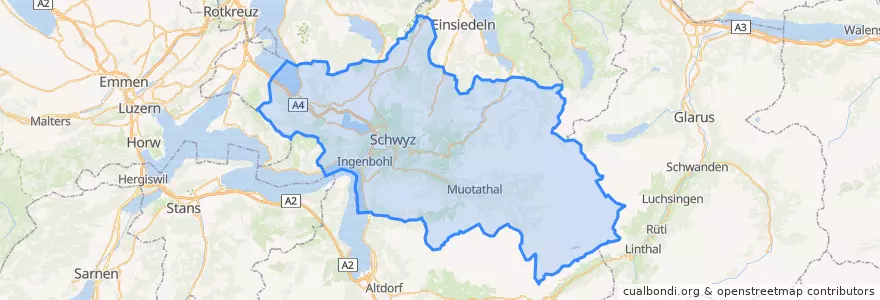 Mapa de ubicacion de Schwyz.