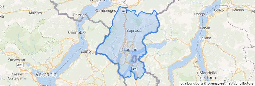 Mapa de ubicacion de Distretto di Lugano.
