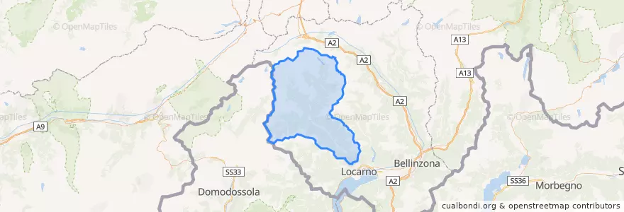 Mapa de ubicacion de Distretto di Vallemaggia.