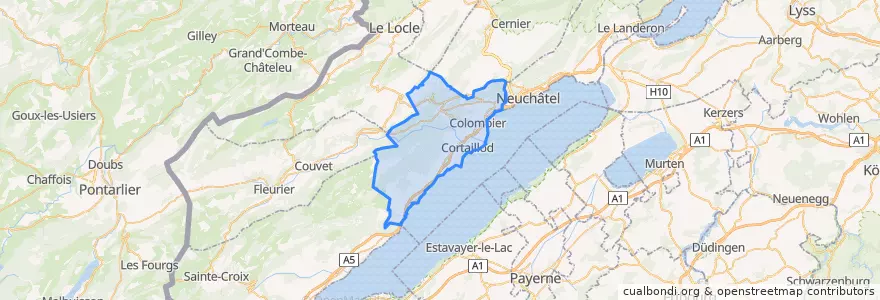 Mapa de ubicacion de District de Boudry.