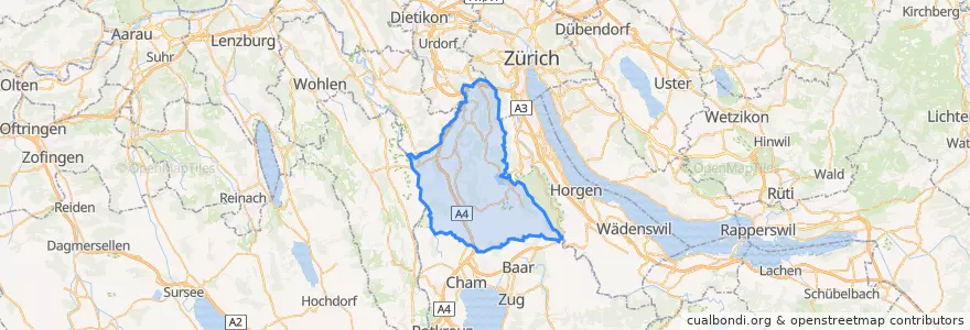 Mapa de ubicacion de Bezirk Affoltern.