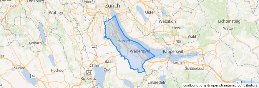 Mapa de ubicacion de Bezirk Horgen.
