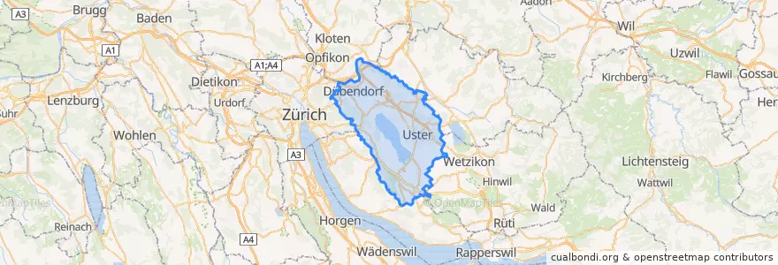 Mapa de ubicacion de Bezirk Uster.