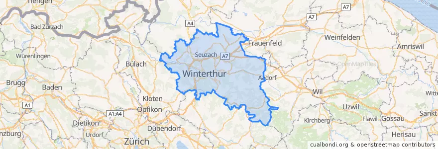 Mapa de ubicacion de Bezirk Winterthur.