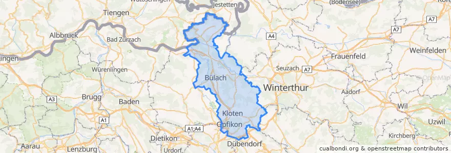 Mapa de ubicacion de Bezirk Bülach.