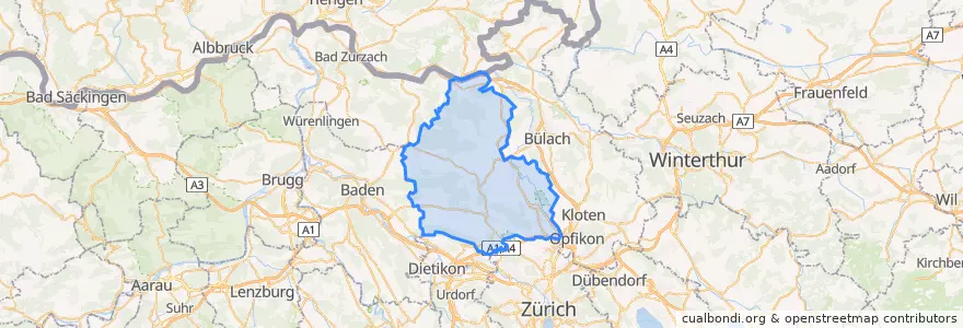 Mapa de ubicacion de Bezirk Dielsdorf.