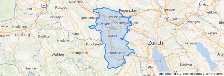 Mapa de ubicacion de Bezirk Dietikon.