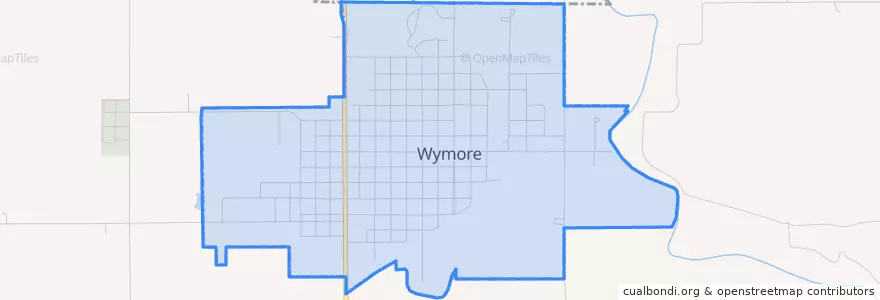 Mapa de ubicacion de Wymore.