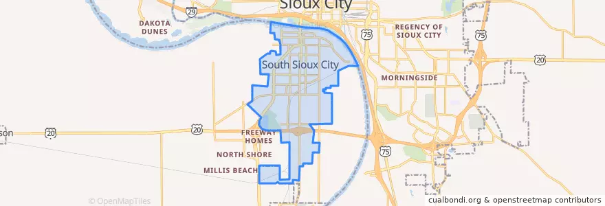 Mapa de ubicacion de South Sioux City.