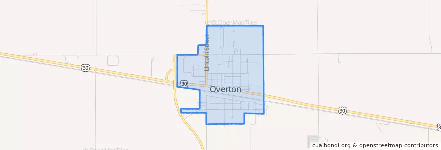 Mapa de ubicacion de Overton.