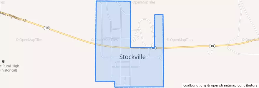 Mapa de ubicacion de Stockville.