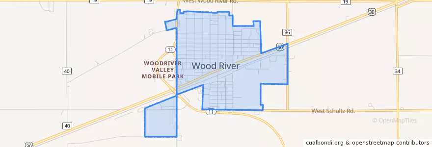 Mapa de ubicacion de Wood River.