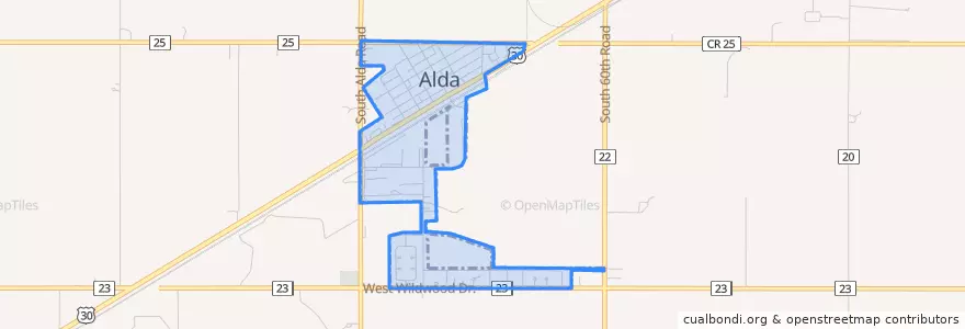 Mapa de ubicacion de Alda.
