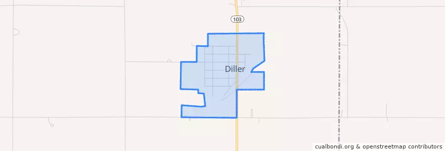 Mapa de ubicacion de Diller.