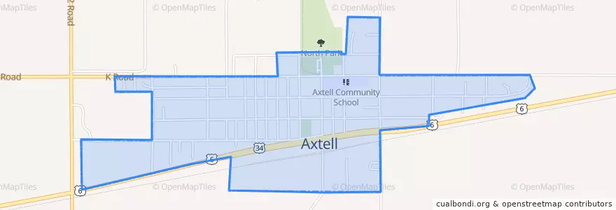 Mapa de ubicacion de Axtell.