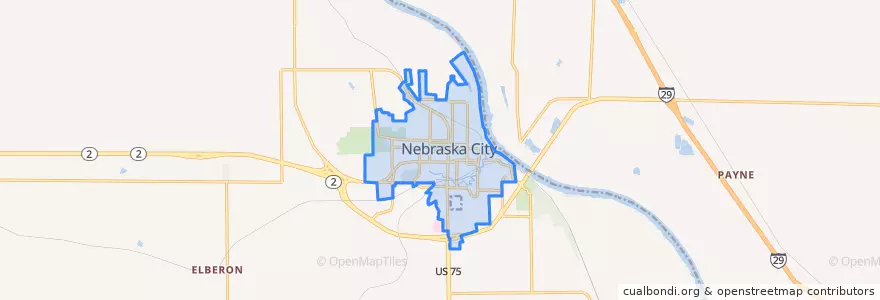 Mapa de ubicacion de Nebraska City.